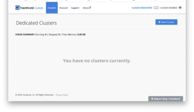 Cloud console with no clusters